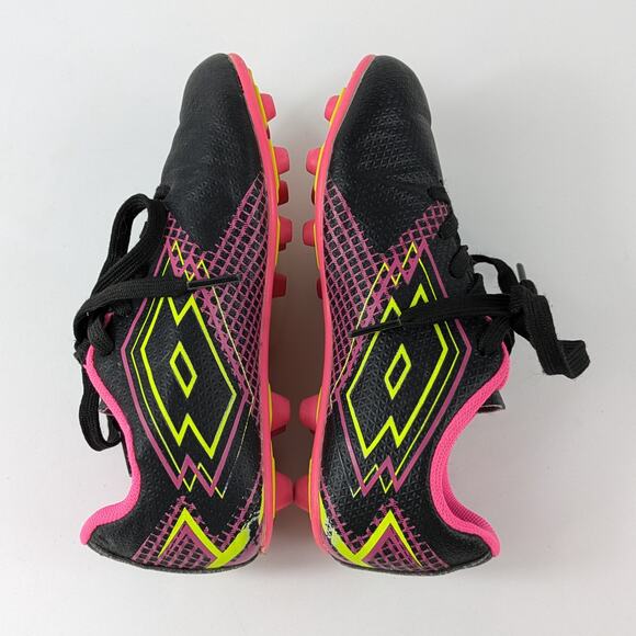 Girls Soccer Cleats Size 12 Lotto Forza Elite 3 JR Neon Pink Yellow 80s Bright - Picture 4 of 16